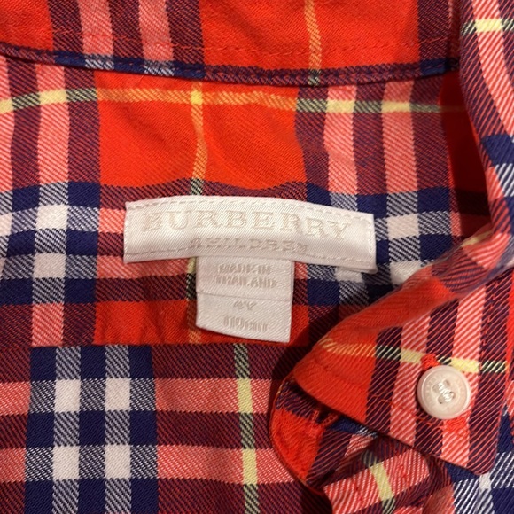 Burberry classic red plaid button down shirt, size 4 - Picture 3 of 5